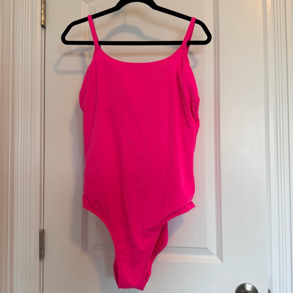 Aqua Rose Hot Pink One-Piece Swimsuit Criss Cross Back Adjustable Straps XXL